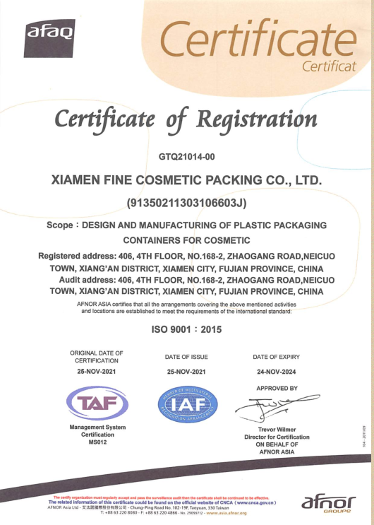 Certificate of Registration ISO 9001:2015