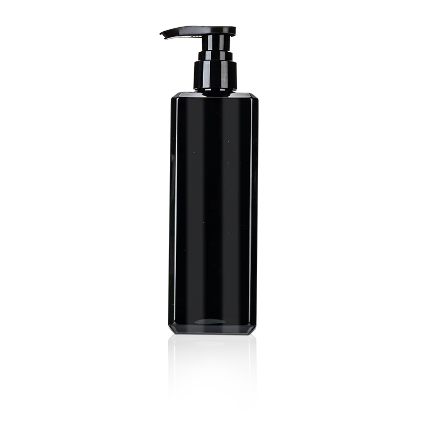 16oz 500ml Black PET Plastic Square Bottle with Pump