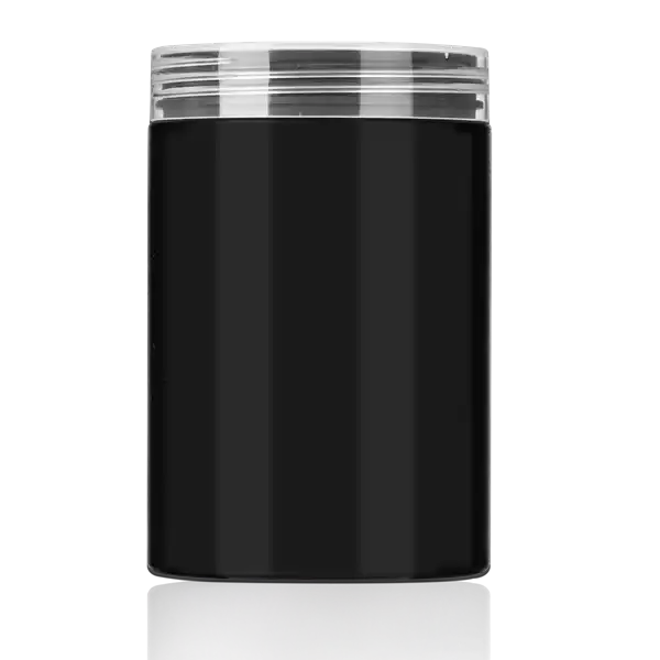 300 ml Custom Black PET Plastic Round Jar With Screw Cap